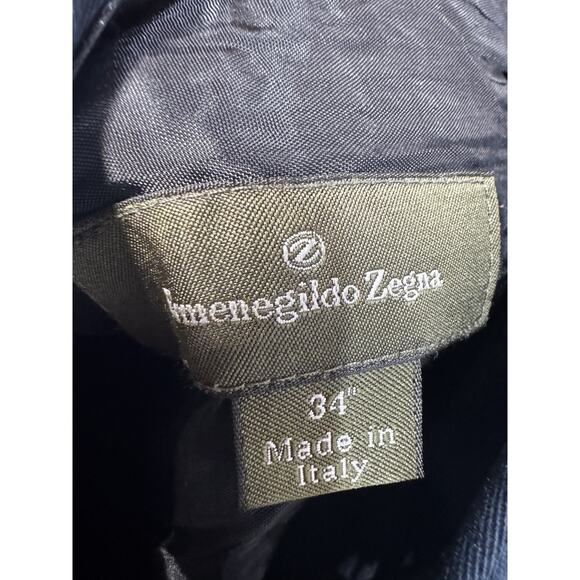 Ermenegildo Zegna Italian Cotton Pants Mens 34 Blue Straight Leg - Picture 3 of 3